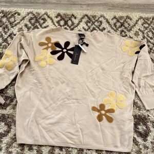 Aaeda Beige Top with Brown and Yellow Floral Accents